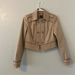 Tan with leather details jacket